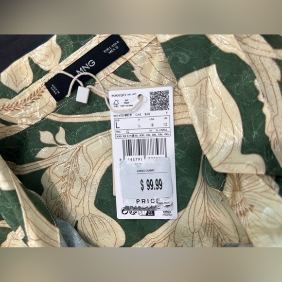 MANGO green and beige Floral jacquard dress SIZE large NWT MANGO green and beige Floral jacquard dress SIZE large NWT